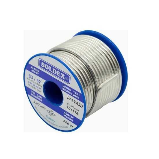 Soldex Sn63 Pb37 Vitray Lehim Teli (Pastasız) - 3mm 500gr