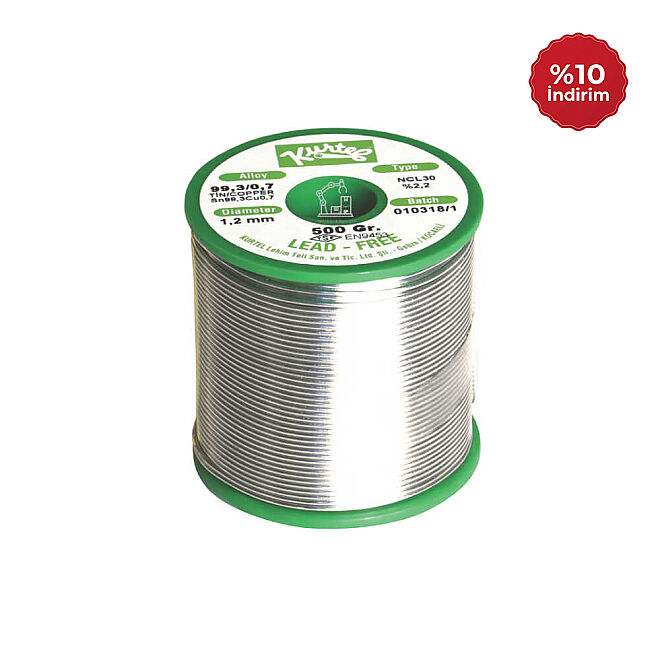 Kurtel Sn99.3 / Cu 0,7 Kurşunsuz (NoClean) Lehim Teli (500 gr makara) 1,2 mm