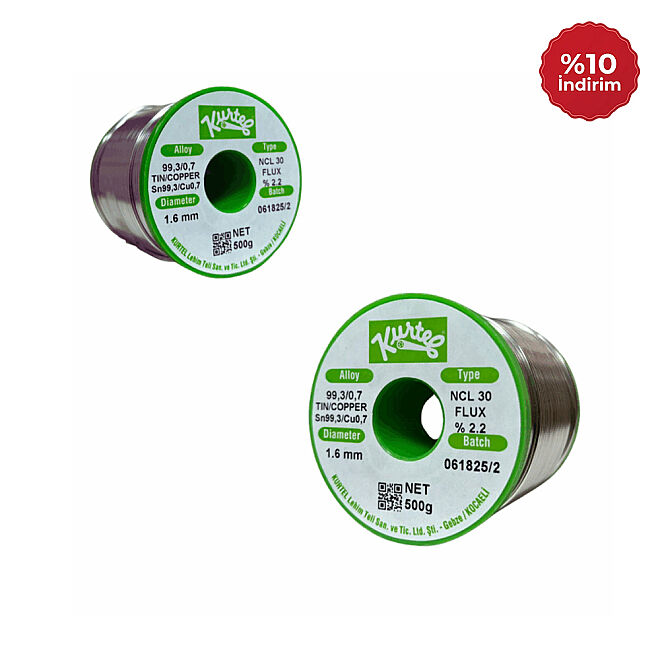 Kurtel Sn99.3 / Cu 0,7 Kurşunsuz (NoClean) Lehim Teli (500 gr makara) 1,6 mm